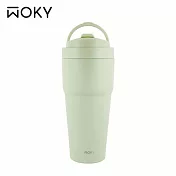 【WOKY 沃廚】–[●●]渾圓杯 鈦陶瓷款770ml(附彈跳&矽膠粗吸管) 初綠