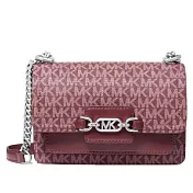 MICHAEL KORS 滿版LOGO造型皮革斜背包-酒紅