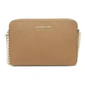 MICHAEL KORS 防刮皮革鏈條斜背包-奶茶