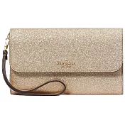 kate spade 質感皮革翻蓋手拿包-金