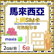 【無限全球通GLOBAL WiFi】馬來西亞上網SIM卡 6日方案 每日2GB降速吃到飽 馬來西亞網卡 4G高速上網SIM卡