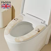 【英國FGODA】雙瓣式防水保暖馬桶坐墊貼-3入- 奶油白