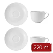 《Mikasa》Chalk白瓷杯碟組2入 | 咖啡杯 下午茶杯 - 白220ml