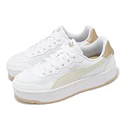 Puma 休閒鞋 Court Lally Skye Aqua Metal 女鞋 白 棕 復古 厚底 小白鞋 40161302