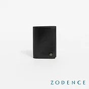 ZODENCE CRAFTSLIM進口真皮超薄4卡直式三折短夾  黑