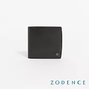 ZODENCE CRAFTSLIM進口真皮超薄8卡貝殼弧線短夾  深灰