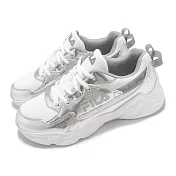 Fila 休閒鞋 HIDDEN TAPE 10 女鞋 白 銀 灰 拼接 緩衝 老爹鞋 斐樂 5C329Z884 23cm SILVER/WHITE