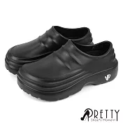 【Pretty】男女 女大尺碼 廚師鞋 防水鞋 工作鞋 園藝鞋 荷蘭鞋 護趾 輕量 厚底 EU36 黑色