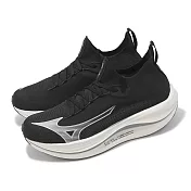 Mizuno 慢跑鞋 Neo Vista 男鞋 黑 灰白 針織 襪套 厚底 波浪片 運動鞋 美津濃 J1GC2439-52