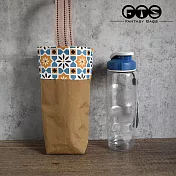 《梵緹希》防水外出手水瓶提袋_ 花磚橘+卡其底