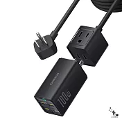 Baseus倍思 100W BPS100M1S氮化鎵快充5口插線板1.5m美規 靈傲mini系列 星際黑