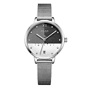 JULIUS 1/3的幸福米蘭錶帶腕錶 JA-1100(五色/32X38mm) 銀色
