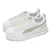 Puma 休閒鞋 Mayze Luxe Wns 女鞋 白 卡其 厚底 增高 皮革 小白鞋 38399508