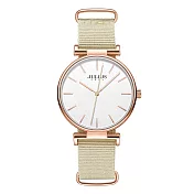 JULIUS 聚利時 邱比特的祝福 簡約尼龍錶帶腕錶 大小款 JA-1245(四色/38X51mm、34X38mm) 大款-香檳米