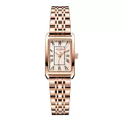 JULIUS 聚利時 Mareva鋼帶壓紋羅馬刻紋腕錶 JA-1252(19.5X31mm) 淡粉金