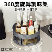 【上手家居】360度旋轉調味架(旋轉置物架/廚房收納/收納盤/調味料收納/旋轉盤) 灰色