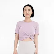 【Mukasa】DURABLE 扭結短袖短版上衣 - MUK-24048 S 雪紫