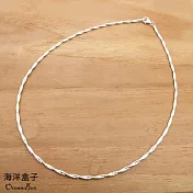 16吋40cm。亮面麻花編織925純銀項鍊.單鍊.女用單戴鍊