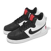 Nike 休閒鞋 Wmns Court Borough Mid 女鞋 黑 白 皮革 中筒 復古 板鞋 844906-100