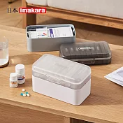 【日本Imakara】家庭用多功能磨藥切藥雙層醫藥箱- 灰