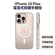 iPhone 16 Plus 電容按鍵手機殼 支援MagSafe 磨砂透