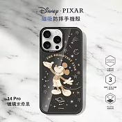 【正版授權】Disney迪士尼 iPhone 14 Pro 6.1吋 MagSafe貼片磁吸防摔手機殼 玻璃米奇黑