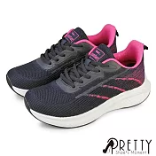 【Pretty】女 運動鞋 休閒鞋 健走鞋 厚底 輕量 彈力 JP23 藍色