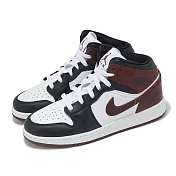 Nike 休閒鞋 Air Jordan 1 Mid SE GS 大童 女鞋 黑 酒紅 紅棕 AJ1 中筒 HF3193-102 22.5cm WHITE/BROWN
