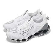 Mizuno 慢跑鞋 Wave Prophecy 14 男鞋 白 灰 輕量 回彈 簍空 運動鞋 美津濃 J1GC2551-32