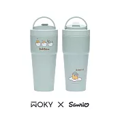 【WOKY X 三麗鷗】蛋黃哥聯名–[●●]渾圓杯 雙層陶瓷750ml _Lazy Trip 水淺綠