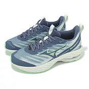 Mizuno 慢跑鞋 Wave Rider GTX 2 女鞋 超寬楦 藍 綠 防水 支撐 波浪片 運動鞋 美津濃 J1GD2480-71