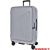 【SWICKY】26吋輕旅流線系列前開式旅行箱/行李箱(月影灰) 26吋 月影灰