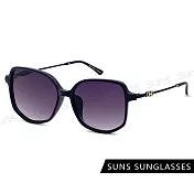 【SUNS】抗UV太陽眼鏡 平面式精緻太陽眼鏡 時尚墨鏡 顯小臉 S85 經典黑