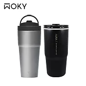 【WOKY 沃廚】純鈦Ti渾圓杯770ml 隨行抗熱款+真瓷冰壩杯800ML 770灰墨+800黑