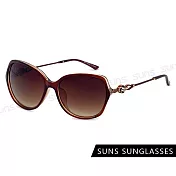 【SUNS】抗UV太陽眼鏡 時尚璀璨鑲鑽造型墨鏡 大框顯小臉 S76 蜜棕茶