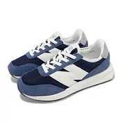 New Balance NB 休閒鞋 370 中童 寬楦 藍 白 麂皮 網布 拼接 小朋友 運動鞋 NB PH370AG-W 20cm NAVY/WHITE