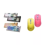 irocks K85R 機械式鍵盤-熱插拔-RGB背光-莓紅/奶茶軸+M31R 無線滑鼠 粉/黃  冰晶白-奶茶軸+黃色滑鼠