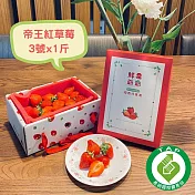 【鮮果爺爺】苗栗壢西坪3號帝王紅草莓1斤禮盒x1盒(產銷履歷驗證)