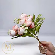 【Floral M】法式花園香檳色圓葉小玫瑰花束仿真花花材（1入組）