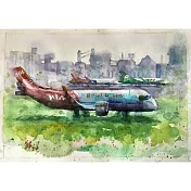 【玲廊滿藝】鄭素雲-小港機場‘16K水彩速寫19x27cm