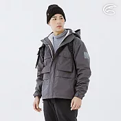 ADISI 男單件式防水防風透氣保暖外套(可拆帽) AJ2421051 (S-3XL)｜刷毛 防潑水 防水外套 S 深灰