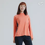 ADISI 女半門襟雲彩紗透氣快乾保暖上衣 AL2421034 (S-2XL)｜磨毛 輕量 排汗 速乾 彈性 S 粉橘