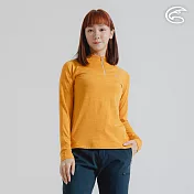 ADISI 女半門襟雲彩紗透氣快乾保暖上衣 AL2421034 (S-2XL)｜磨毛 輕量 排汗 速乾 彈性 S 杏黃