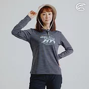 ADISI 女圓領圖騰雲彩紗透氣快乾保暖上衣(熊) AL2421038 (S-2XL)｜磨毛 輕量 排汗 速乾 彈性 S 鐵灰