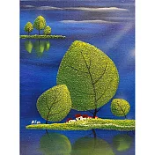 【玲廊滿藝】曾啟文-浪漫礦砂系列 — 湖畔綠境40x30cm