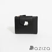 aziza UNA半蓋釦式短夾  經典黑