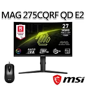 【滑鼠組】msi微星 MAG 275CQRF QD E2 27吋 曲面電競螢幕 (27＂/2560x1440/16:9/180Hz/曲面)