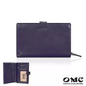 【OMC】義大利植鞣革舌扣零錢袋牛皮中夾95139 深紫