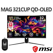 【滑鼠組】msi微星 MAG 321CUP QD-OLED 31.5吋 曲面電競螢幕 (31.5＂/3840x2160/16:9/165Hz/曲面)