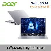 Acer 宏碁 Swift Go SFG14-73-9896 14吋 AI筆電(CU9-185H/32G/1TB/W11/2年保/銀)